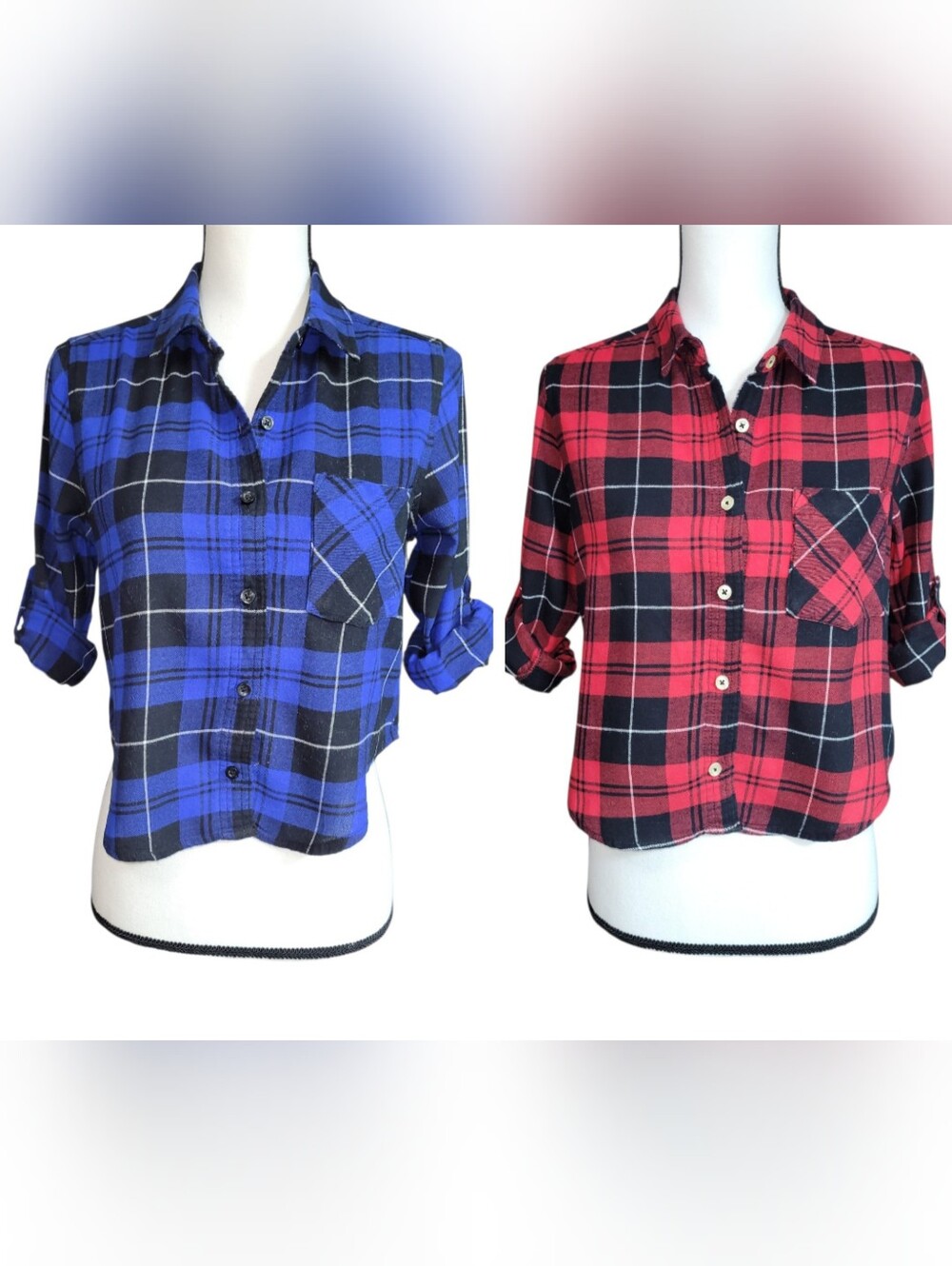 2 Forever 21 Cropped Flannel Tops